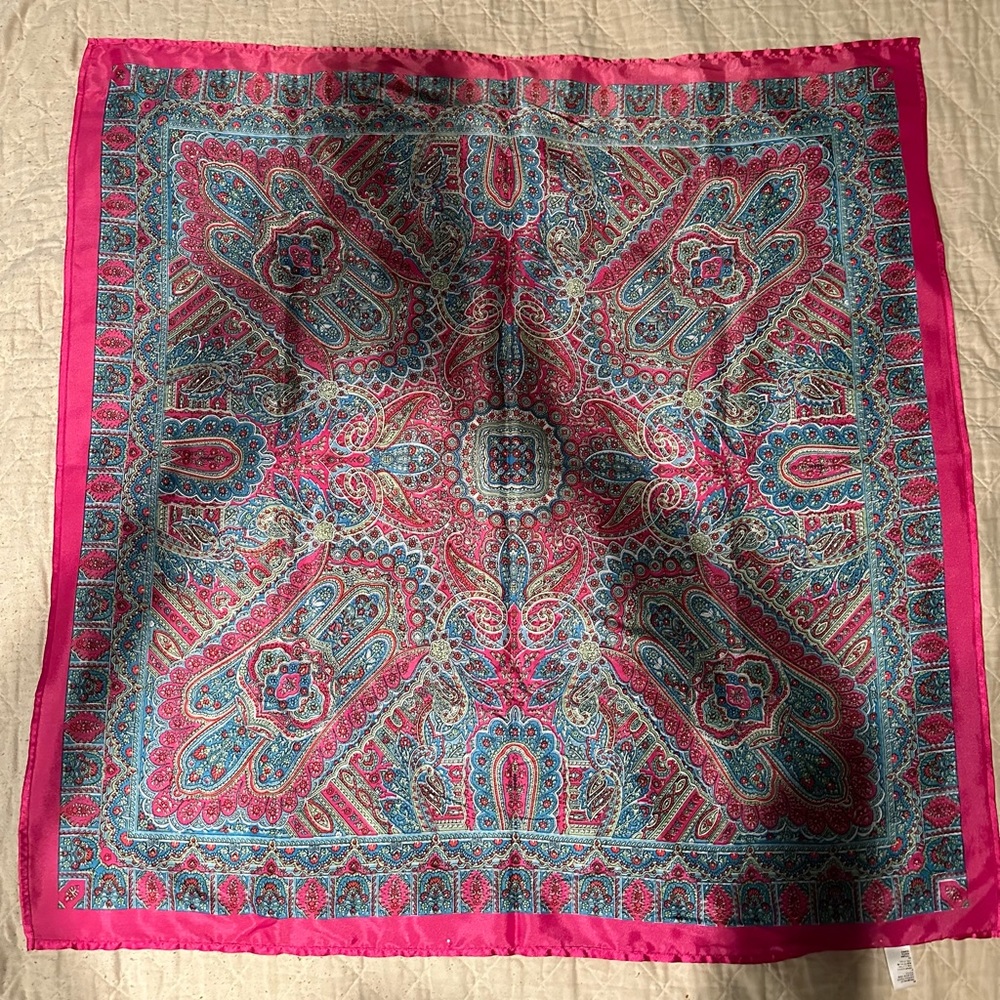 Silk scarf- small white paint drop on it- 100% polyester. Must sell! - Picture 9 of 10